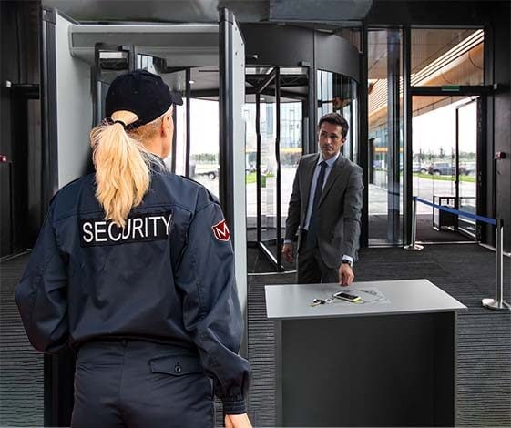 Corportate Security & Public Sector Security - Morgan Security guard on-site performing access control security techniques