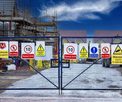 Construction Site Security Gate - Security Signs provided by Morgan Security for the front gate.